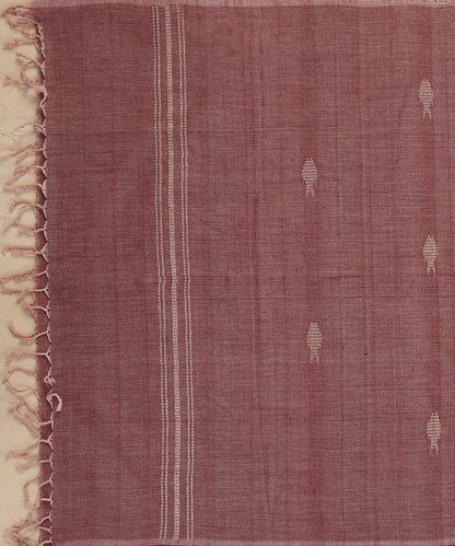 Brick Handloom Cotton Fish Motif Ikat Stole