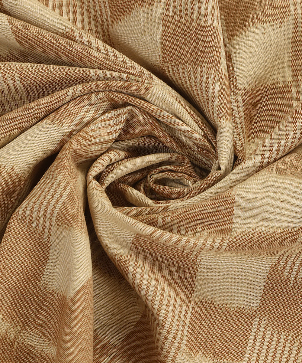 Beige Handloom Cotton Chequerboard Motif Ikat Stole