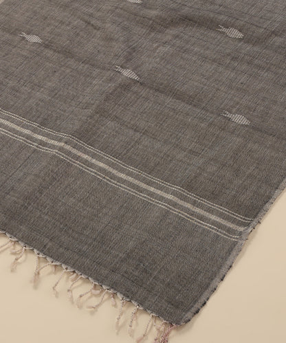 Grey Handloom Cotton Fish Motif Ikat Stole