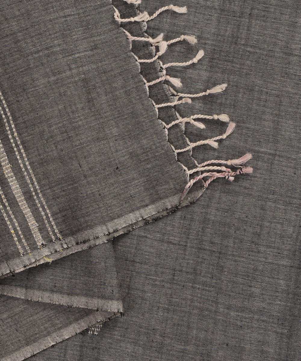 Grey Handloom Cotton Fish Motif Ikat Stole