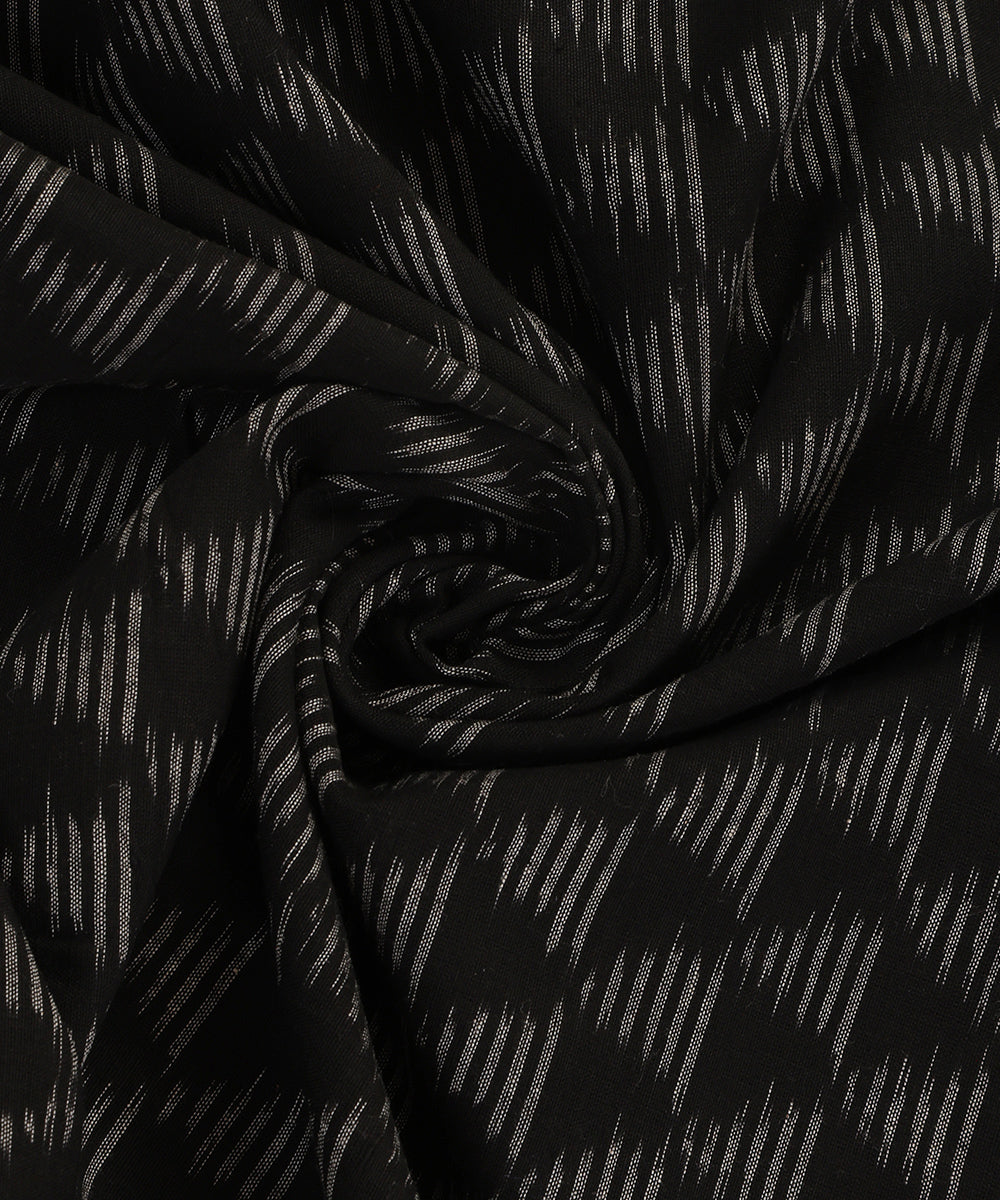 Black Handloom Cotton Pyramid Motif Ikat Stole