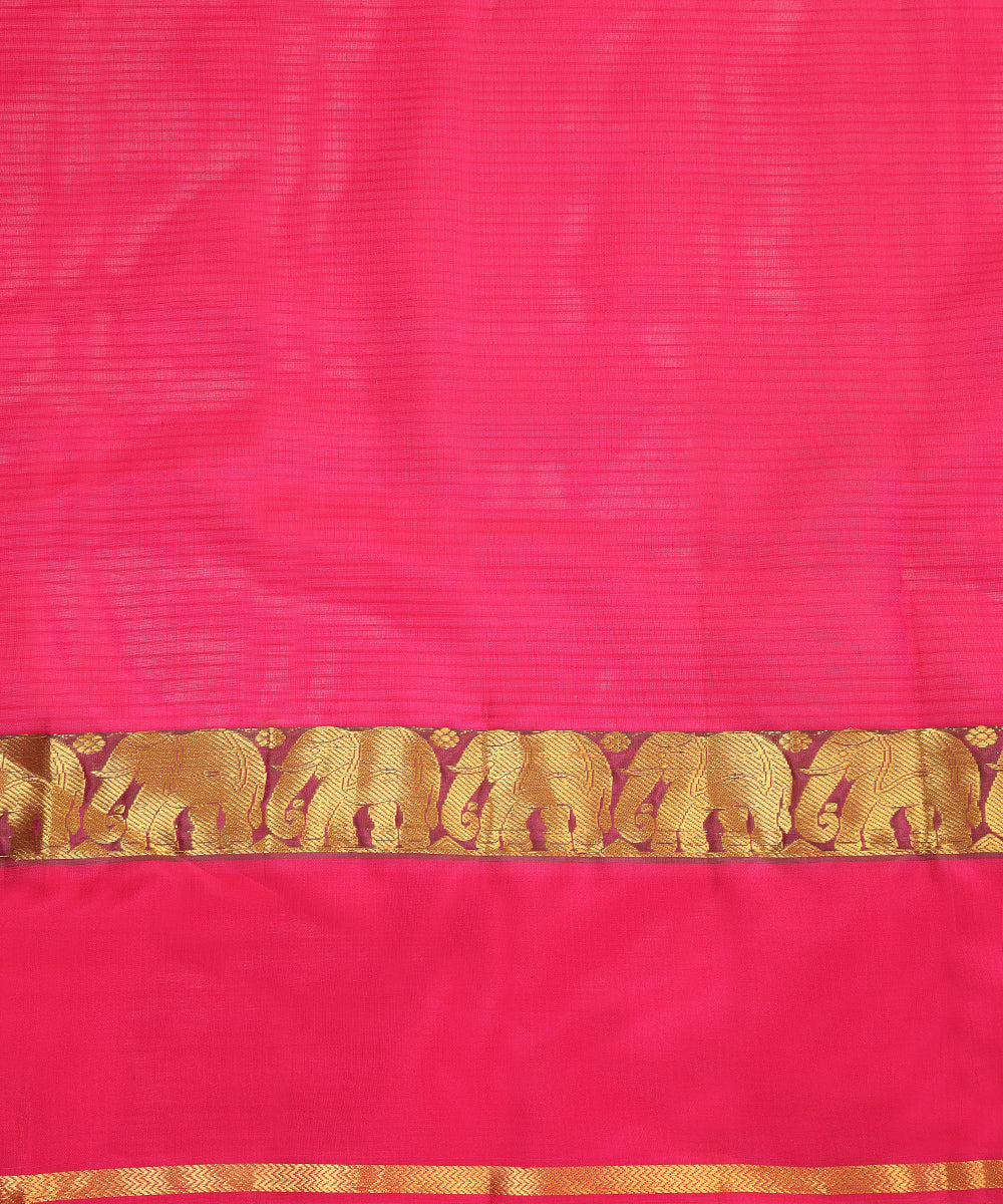 Wine Handloom Pure Silk Kanjivaram Saree With Magenta And Gold Zari Border