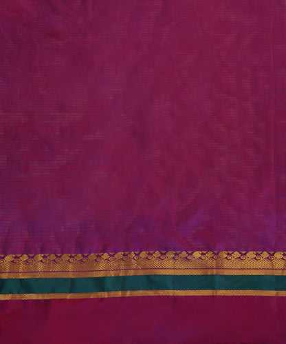 Electric Blue Handloom Pure Silk Kanjivaram Saree With Magenta And Gold Zari Border