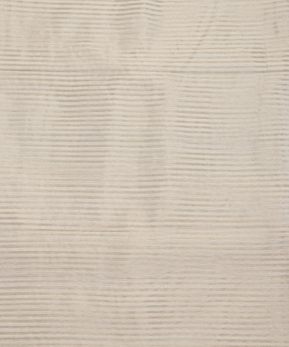 White Handloom Tissue Striped Silver Fabric