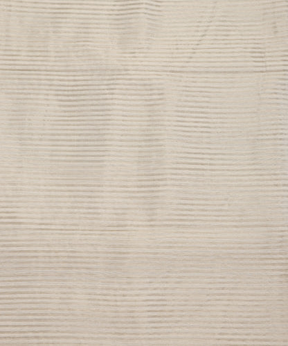 White Handloom Tissue Striped Silver Fabric