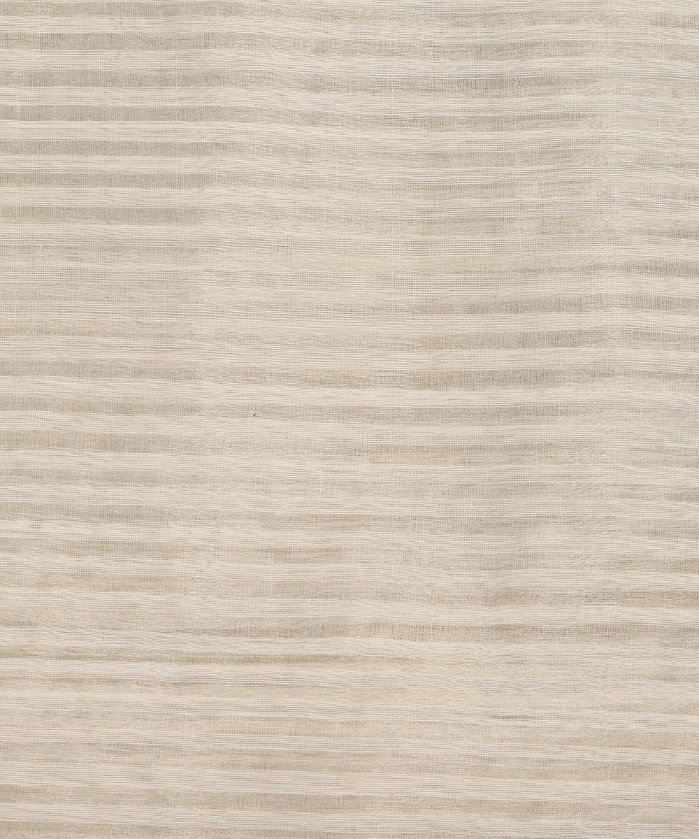 White Handloom Tissue Striped Silver Fabric