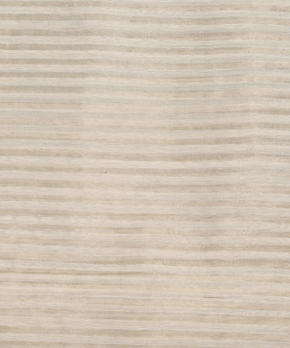 White Handloom Tissue Striped Silver Fabric