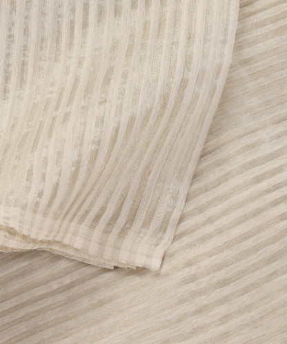 White Handloom Tissue Striped Silver Fabric