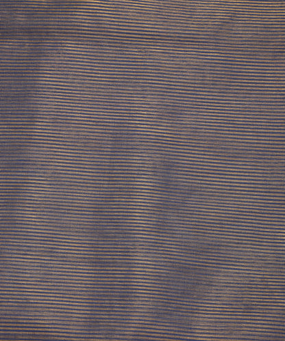 Blue Handloom Tissue Chanderi Gold Striped Fabric