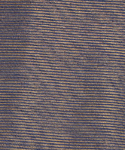 Blue Handloom Tissue Chanderi Gold Striped Fabric