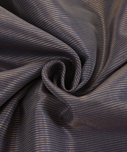 Blue Handloom Tissue Chanderi Gold Striped Fabric
