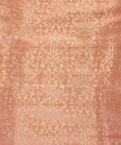 Peach And Gold Brocade Fabric