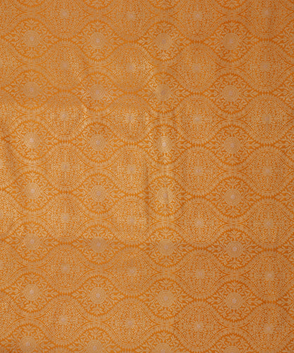 Yellow Handloom Pure Katan Silk Banarasi Kimkhab Fabric