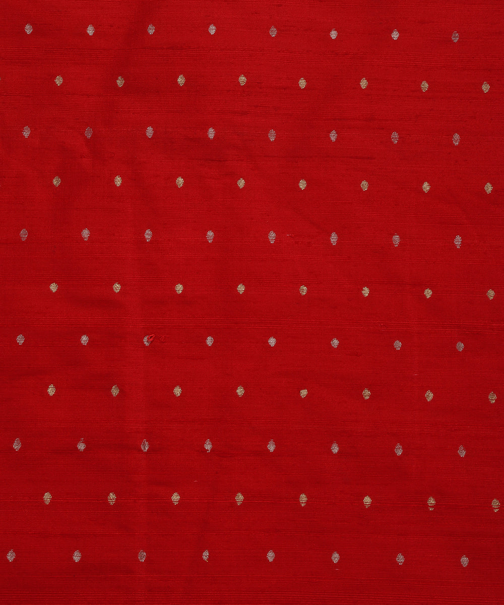 Red Pure Banarasi Tusser Fabric With Zari Booti