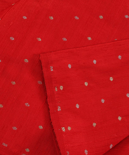Red Pure Banarasi Tusser Fabric With Zari Booti