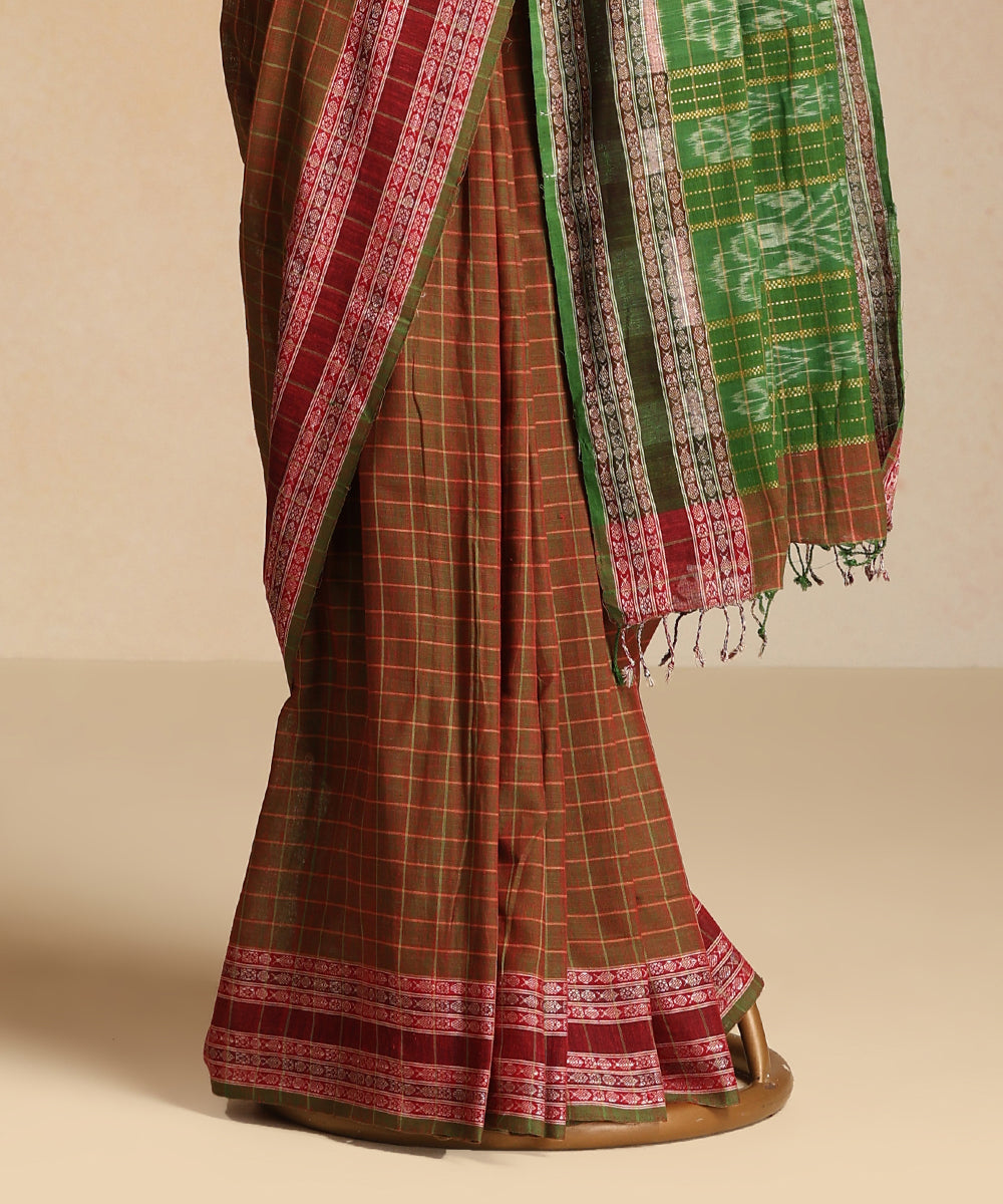 Green Handloom Bichitra Motif Cotton Ikat Saree