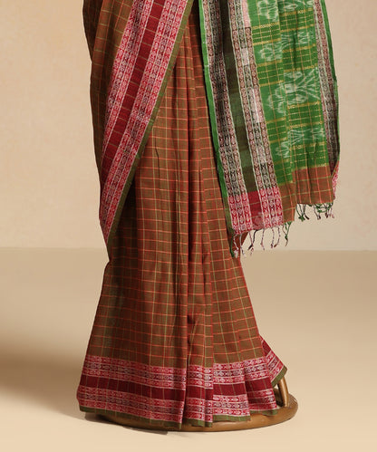 Green Handloom Bichitra Motif Cotton Ikat Saree
