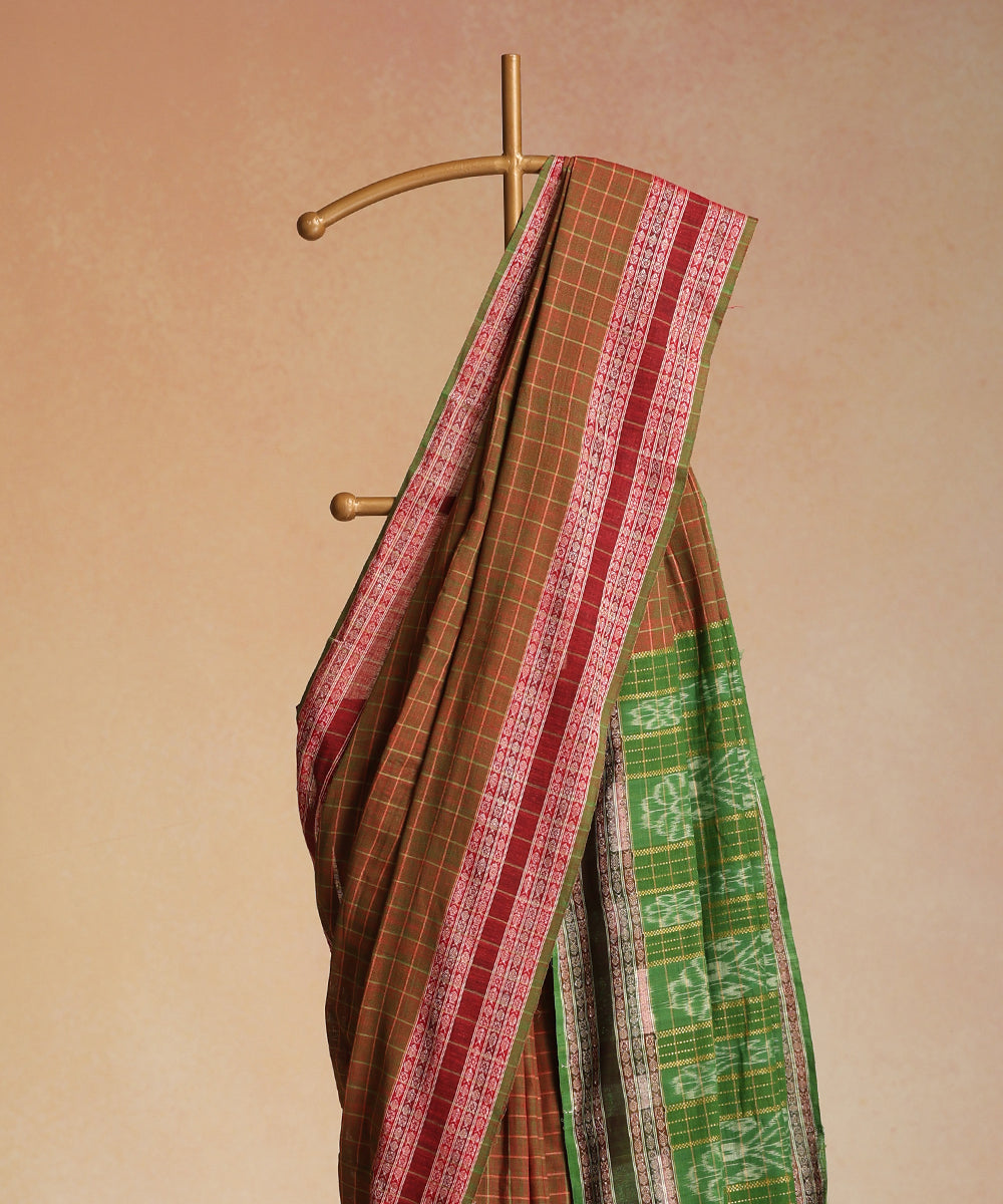 Green Handloom Bichitra Motif Cotton Ikat Saree