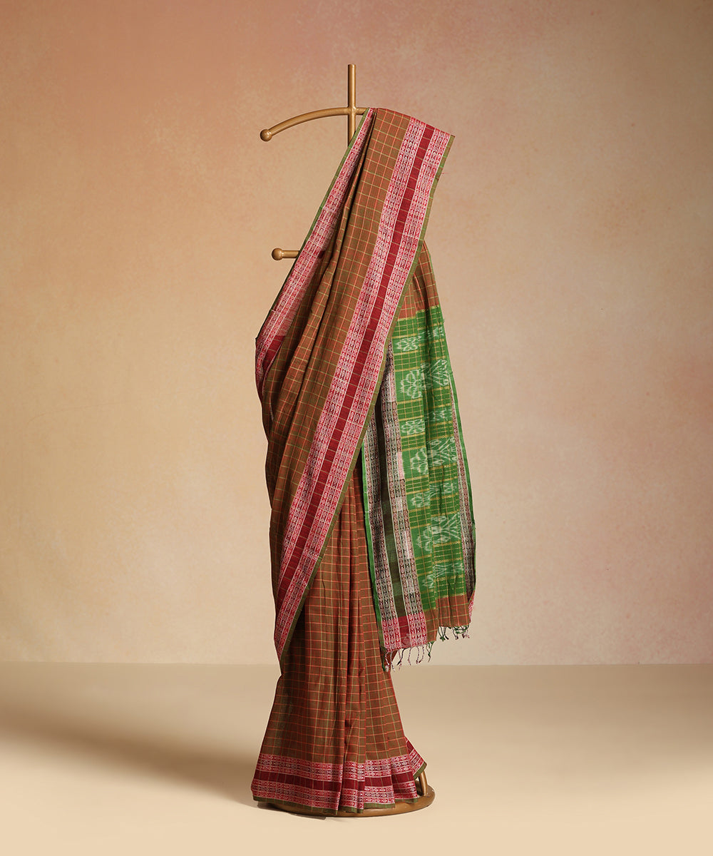 Green Handloom Bichitra Motif Cotton Ikat Saree