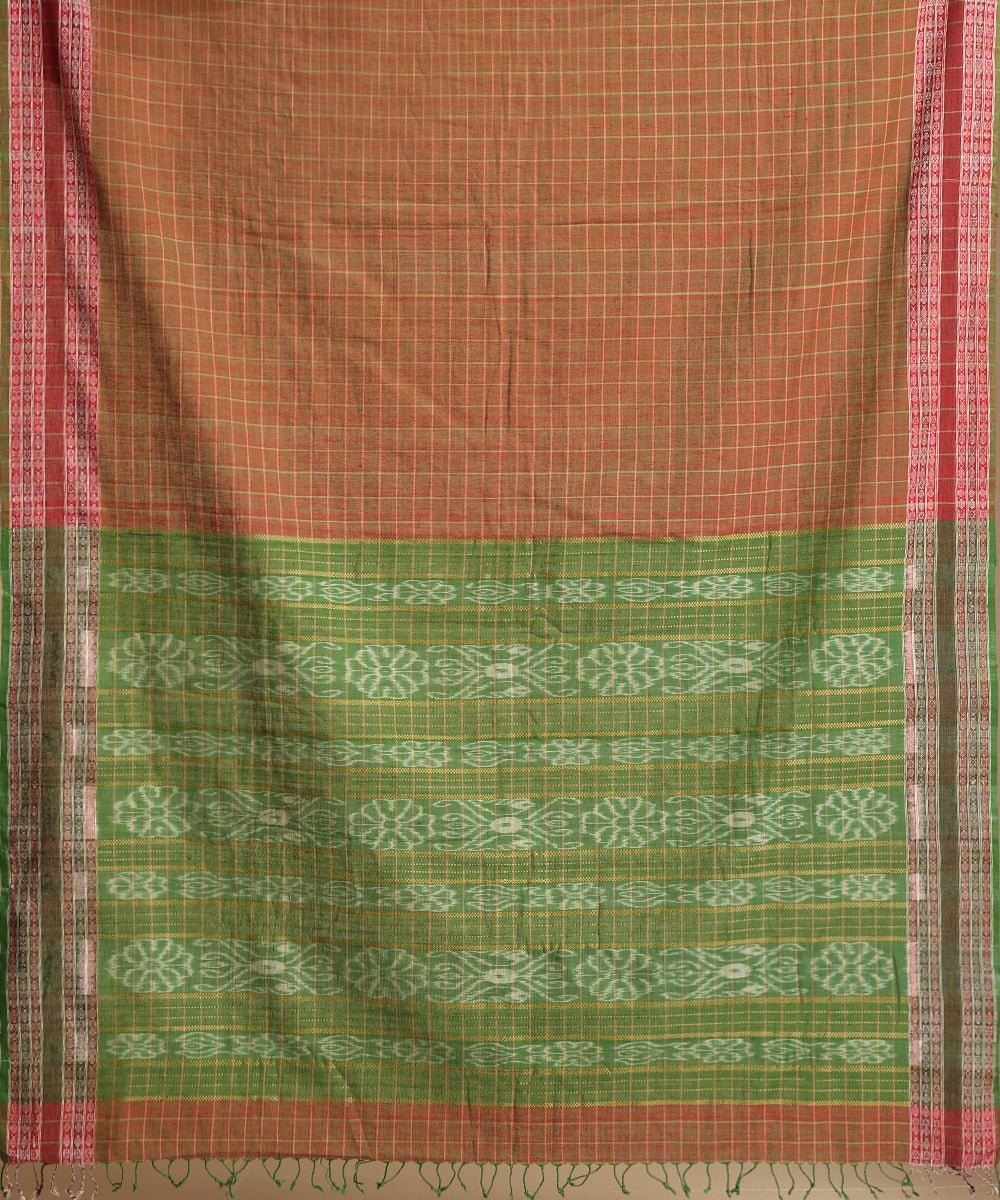 Green Handloom Bichitra Motif Cotton Ikat Saree