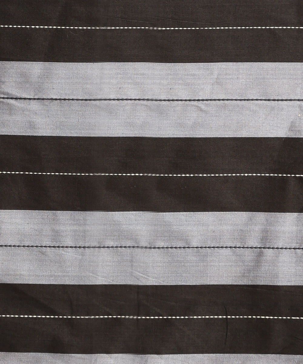 Black-Grey Handloom Cotton Silk Ikat Saree With Strings of Music Motif