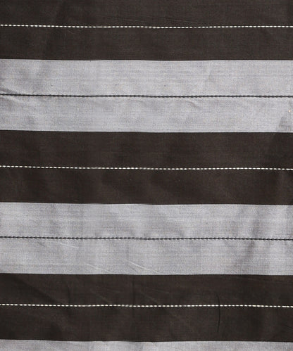 Black-Grey Handloom Cotton Silk Ikat Saree With Strings of Music Motif