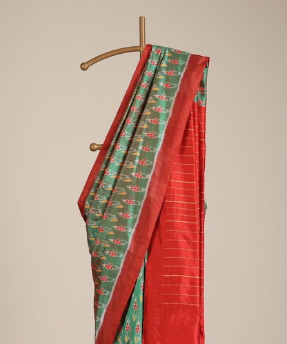 Green Handloom Palash Phool Motif Silk Ikat Saree
