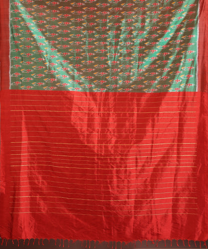 Green Handloom Palash Phool Motif Silk Ikat Saree