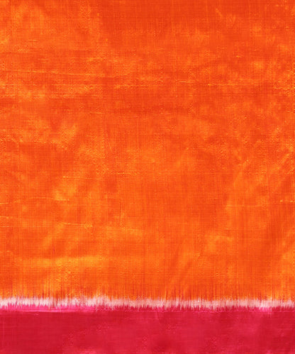 Flaming Orange Handloom Silk Ikat Saree With Chevron Motif
