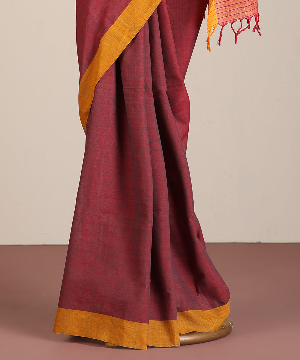 Maroon Handloom Cotton Ikat Saree
