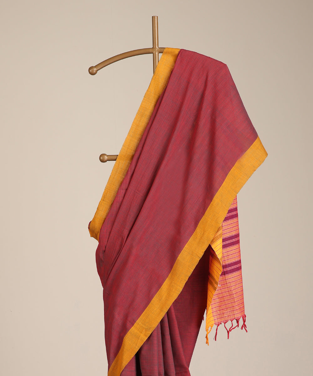 Maroon Handloom Cotton Ikat Saree