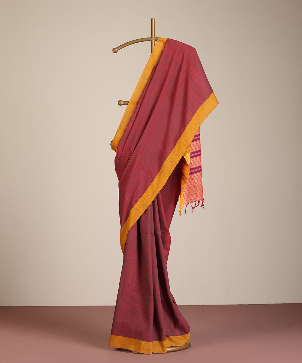 Maroon Handloom Cotton Ikat Saree