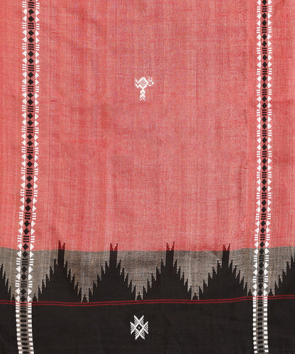 Brick Red Handloom Cotton Tussar Kotpad Ikat Saree