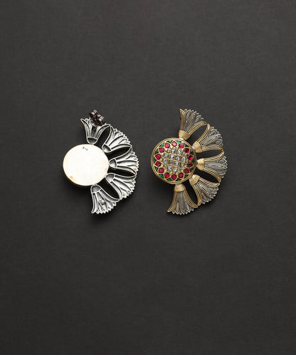 Shruti_Handcrafted_Oxidised_Pure_Silver_Kundan_Earrings_WeaverStory_03