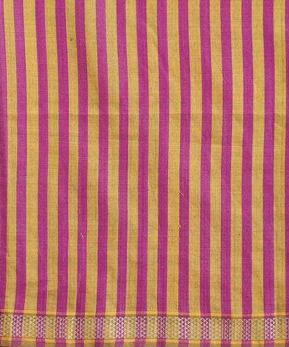 Magenta-Mustard Handloom Striped Tussar Ikat Saree