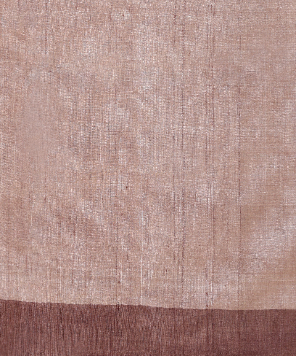 Grey Handloom Tussar Ikat Saree With Chevron Booti Motif