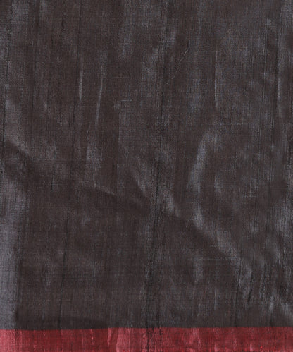 Charcoal-Grey Handloom Bandha Tussar Ikat Saree