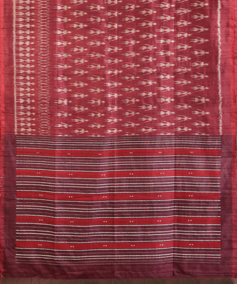 Wine Handloom Bandha Tussar Ikat Saree