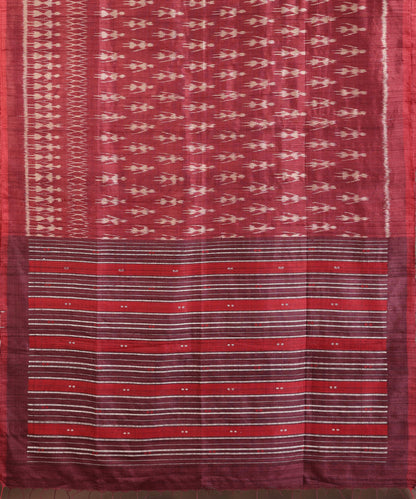 Wine Handloom Bandha Tussar Ikat Saree