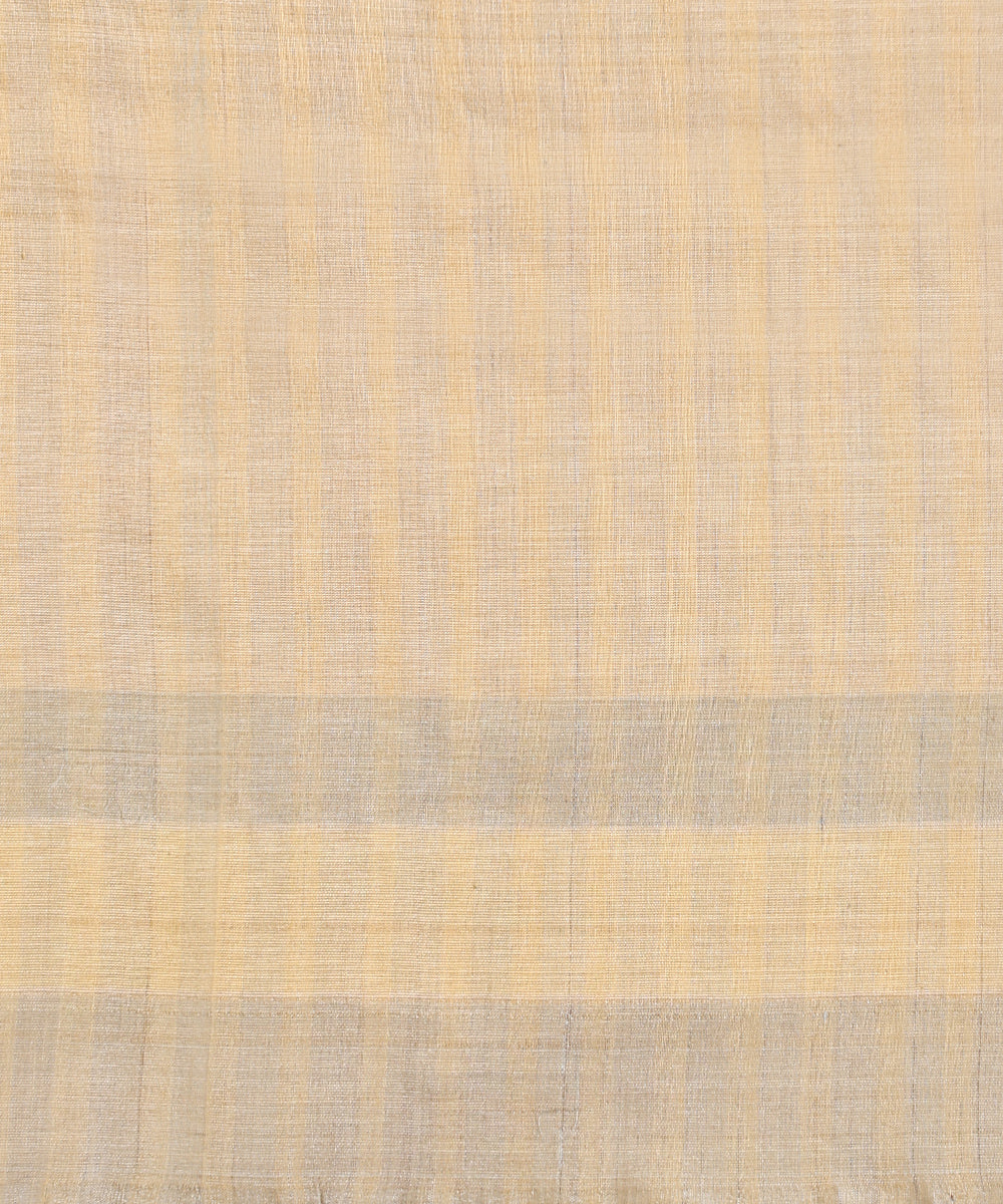 Beige-Grey Handloom Chidiya Motif Tussar Cotton Ikat Saree