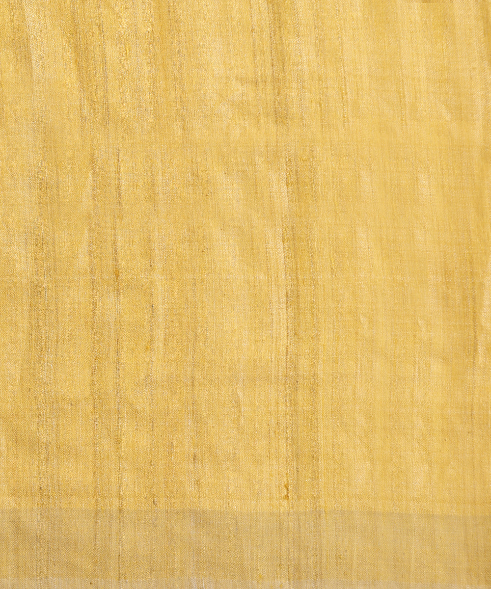 Light Mustard Grey Handloom Tussar Ikat Saree