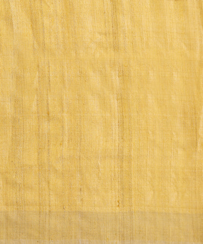 Light Mustard Grey Handloom Tussar Ikat Saree