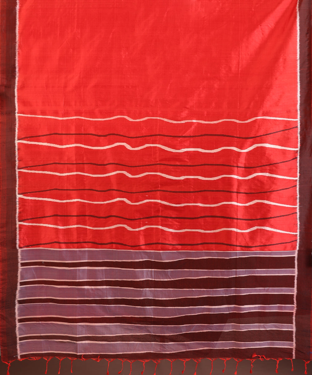 Red Handloom Cotton Silk Ikat Saree