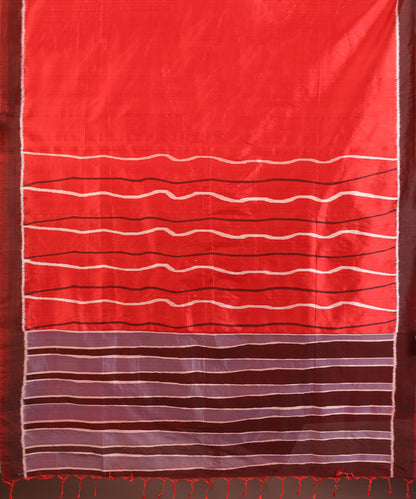 Red Handloom Cotton Silk Ikat Saree