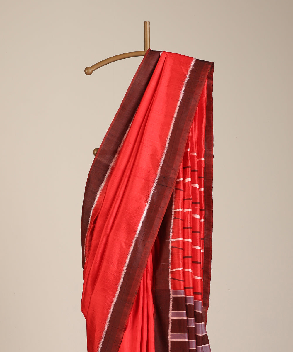 Red Handloom Cotton Silk Ikat Saree