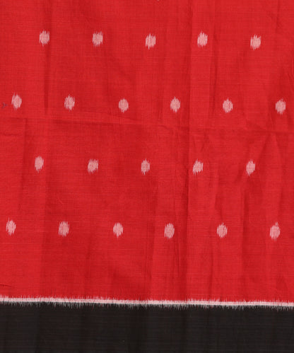 Red Hanndloom Cotton Polka Motif Ikat Saree