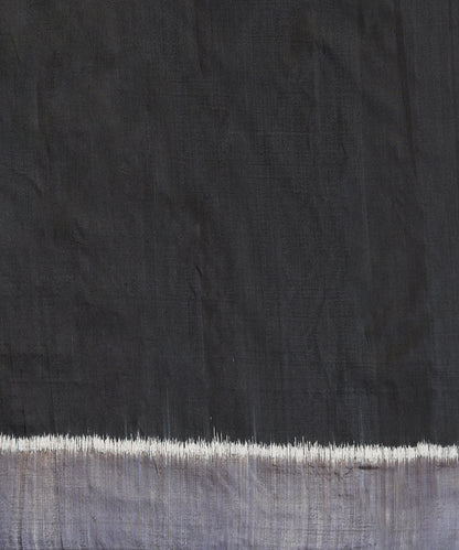 Black Handloom Silk Ikat Saree With Jaali Motif