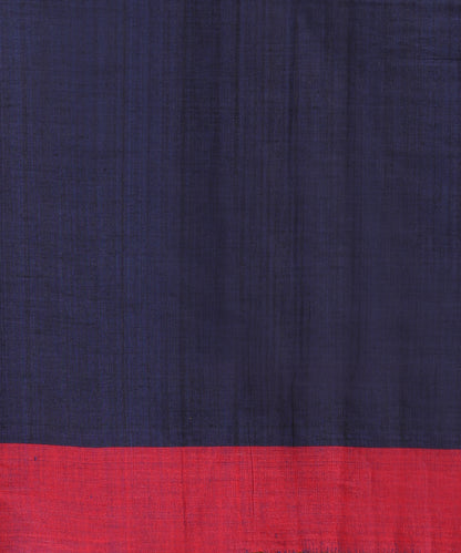 Blue Handloom Cotton Ikat Saree With Multicoloured Striped Pallu