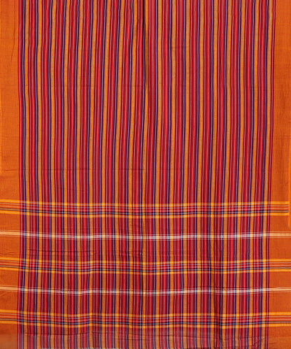 Multicoloured Handloom Striped Tussar Ikat Saree