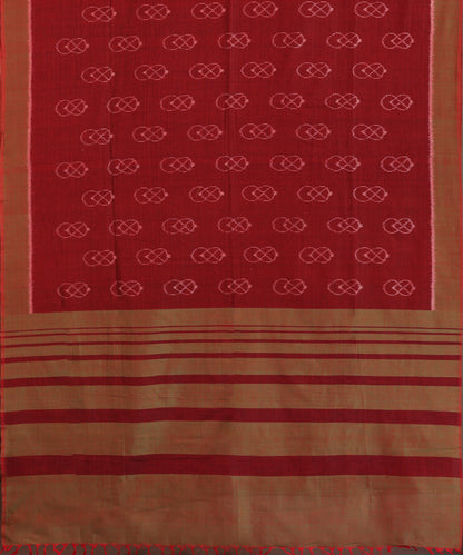 Brick Red Handloom Lantern Motif Cotton Ikat Saree